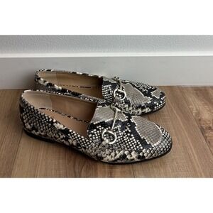 INC Womens Beige Snake Print Gayyle Round Toe Slip On Leather Loafers 8.5 M